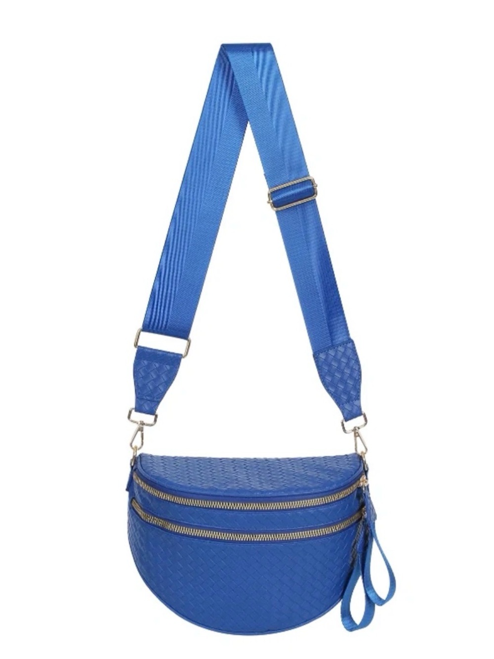 Emmafy Blue Woven Go Free Crossbody Bag with Adjustable Strap New